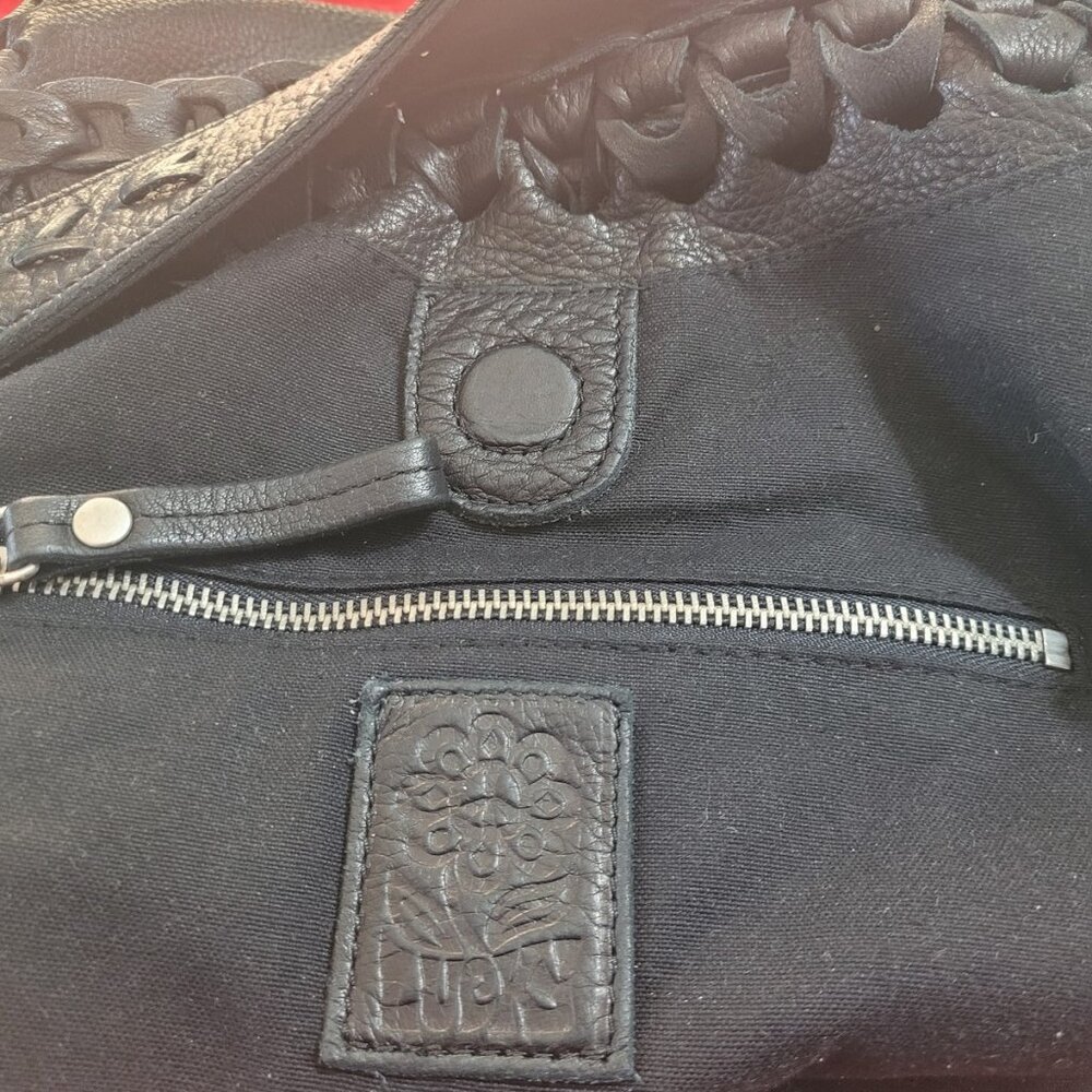 RARE*Lucky Brand*Pebbled Leather*Chain link Design*Black Hobo*Shoulder/Handbag - Picture 9 of 10